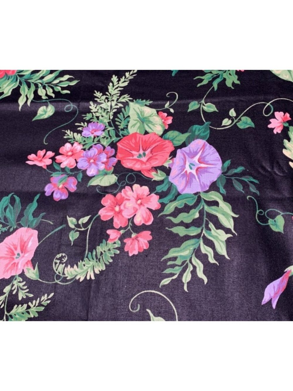 Floral Black Cotton Fabric Cranston Print Works 1/2 yard x 42" VIP Screen Print